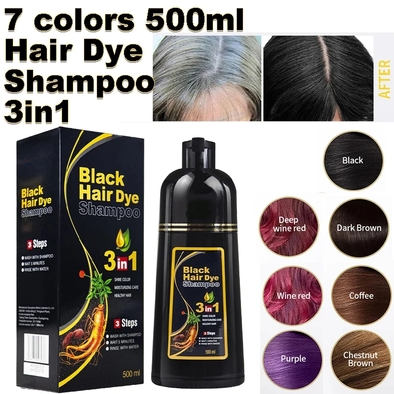 Hair Spray Color - Black Hair Dye Shampoo 3 In