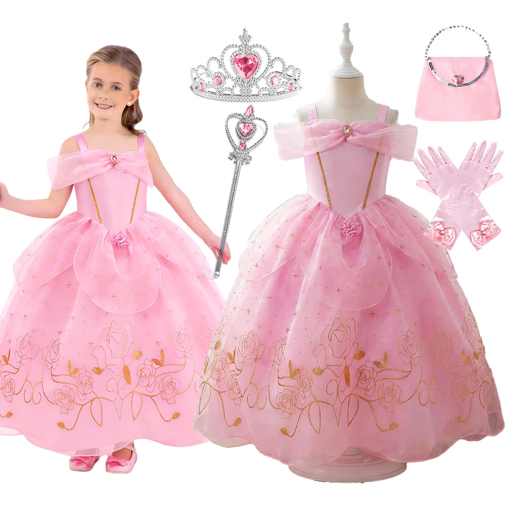 Cosplay Prop Bow - Girls Pink Princess Dress Off Shoulder
